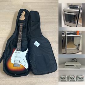 MaxSold Auction: This online auction includes MCM style furniture, LG washer and dryer, Peavey electric guitar, Mendini trumpet, Xbox One console with games, sports equipment, Samsung VR headset and more!