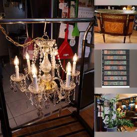 MaxSold Auction: This online auction features Steiffle brass lamps, computer components, art glass, hand tools, microscopes, brass collectibles, stamp collection, vintage anniversary clocks, crystal chandeliers, and much, much, more!!!