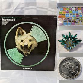 MaxSold Auction: This online auction includes vinyl LP records such as Steppenwolf, REO Speedwagon, and James Taylor, jewelry such as sterling silver earrings and necklaces, antique sterling silver bracelet, and MCM brooches, Canadian and international coins, sports trading cards, and more!