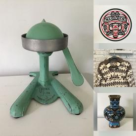 MaxSold Auction: This online auction includes artworks, antique thermometer, Hamilton Beach milkshake maker, Japanese dolls, bills, pottery, ceramics, Hummel figures, cloisonne vases, decorative plates, Flammfest Thomas Germany tea set, clothing, vintage kitchenware, Chinese foo dogs, ceramic painted pot and more!