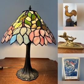 MaxSold Auction: This online auction includes framed artwork, Murano art glass, stained glass lamps, antique typewriter, vintage porcelain, fine china, crystal ware, MCM pottery, Fender amplifier, vinyl records, and more!