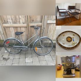 MaxSold Auction: This online auction includes designer clothing, ladies bicycle, sports equipment, footwear, Le Creuset kitchenware, cantilever chairs, antique card table, Dyson vacuum, crystalware, and more!