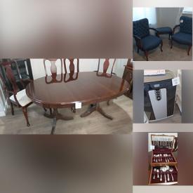 MaxSold Auction: This online auction includes oil paintings, furniture such as dressers, wooden tables, night stands, display cabinets, and bedframes, lamps, portable AC, kitchenware, and more!