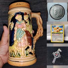 MaxSold Auction: This online auction includes coins, jewelry, trading cards, raw Opal, George Washington stamp, German stein and much more!