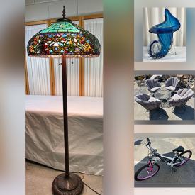 MaxSold Auction: This online auction features art glass, stamps, beer stein, vintage Dragon Ware plates, vintage metal signs, vintage baby plates, garden art, patio furniture, live plants, bikes, stained glass lamp,  and much, much, more!!!