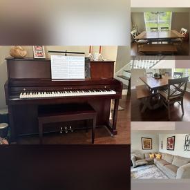 MaxSold Auction: This online auction includes wall art, linens, kitchenware, Kawai acoustic piano, furniture such as a desk, night table, desk, Chinese style console, sofas with pullout beds and more!