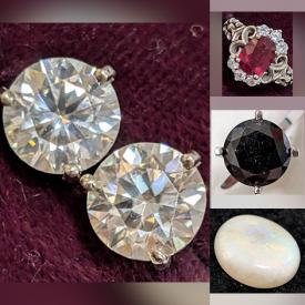 MaxSold Auction: This online auction includes Moissanite earrings, Emerald necklace, Diamond rings and other jewelry, loose gemstones such as Ruby, Opal, Iolite, Emerald, Quartz, Sapphire and much more!