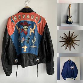 MaxSold Auction: This online auction includes a vintage Avirex leather jacket, Patagonia and other clothing, vintage MCM starburst clock, Jay Turser stratocaster electric guitar, Beyerdynamic headphones, hats, sunglasses and more!