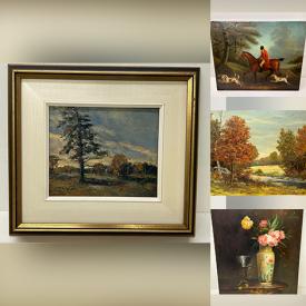 MaxSold Auction: This online auction includes oil paintings, Doug Guilford ink drawing, J. Murray Thomson, D. MacDonald and other watercolour art, framed photos, Oldsmobile advertising sign, M. Hollman painting, woodblock print and much more!