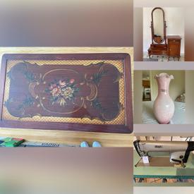 MaxSold Auction: This online auction features curio cabinets, framed Italian tapestry, sofa bed, 4 poster bed, art glass, decorative plates, women’s clothing, sewing machine, and much, much, more!!!