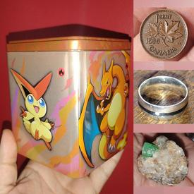 MaxSold Auction: This online auction includes Pokemon cards, coins, Emerald specimen, accessories, jewelry making supplies and much more!