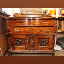 MaxSold Auction: This online auction features ANTIQUE: Sideboard and hutch; a Singer treadle sewing machine in an oak cabinet. FURNITURE: Side board, Stanley custom -painted buffet/ hutch, desk, table and chair; wood frame three seat sofa. VINTAGE: Music cabinet; Canamatic sewing machine; wood sewing stand/basket; upholstered and wood arm chair; wood and metal storage trunk. COLLECTIBLE: Royal Daulton figurines; Black amethyst vases; Hummel; Beswick; Oleg Cassini glass animals; inkwells; glass door knobs/drawer pulls; pinwheel crystal; toy cars/trucks; vintage Legos; pottery. Pier One china. ART: Mula fabric art from Panama, prints, oils and much more!