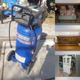 MaxSold Auction: This online auction features toys, outdoor toys, antique settee, horse tack, antique stove, mirrored console table, chandelier, lawnmowers, guitar, small kitchen appliances, computer accessories, pet products, video game consoles & games, karaoke machine, DVDs, air compressors, yard tools, pressure washers, TV, portable AC unit, inflatable kayaks, cement mixer, rims & tires, power & hand tools, yard art, area rugs, and much, much, more!!!