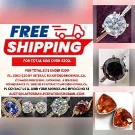 MaxSold Auction: This online auction features diamond jewelry, moissanite rings, sterling silver/gemstone jewelry, garnet pendant, coin, pearl jewelry, rose gold chain, jewelry making supplies, and loose gemstones such as sapphires, ruby, emeralds, amethyst, peridots, moonstones, citrines, and much, much, more!!!