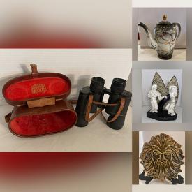 MaxSold Auction: This online auction features collector teapots, Japanese sake sets, Carnival glass, Blue Willow dishes, marble smoking set, drone, area rugs, baskets, Asian inkstone set, camping gear, fabric, table linens, binoculars, vinyl records, cameras, and much more!!!