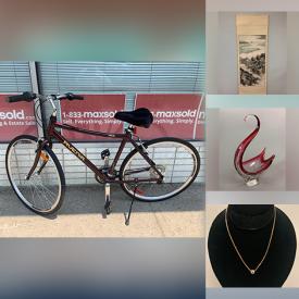 MaxSold Auction: This online auction features gold jewelry, coins, watches, art glass, Moorcroft, bike, Swarovski figurine, Carnival glass, fitness gear, guitar, beer steins, Bunnykins, marble eggs, tea sets, trinket boxes, hand tools, and much, much, more!!!