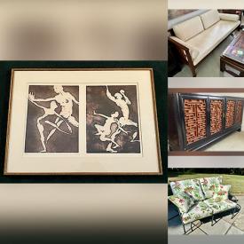 MaxSold Auction: This online auction features oak writing desk, teak sofa, patio furniture, area rugs, Asian console, stereo components, art glass, MCM teak wall unit, TVs, vintage books & pamphlets, glass-topped table, electric fireplace, garden art, oil lamps, art pottery, cedar chest, and much more!