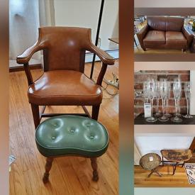 MaxSold Auction: This online auction includes furniture such as a vintage dresser, bedframe, side tables, king bed, desk, armchair, desk, loveseat sofa, recliner armchair and others, pottery, florals, vases, servingware, Mikasa crystalware, mirrors, wall art, rugs, lamps, printer, decorative plates, golf club, KitchenAid grill, dog crate, tools, bar fridge and more!