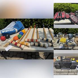 MaxSold Auction: This auction features Sporting Goods, Milk Frother, Lounge Chair, Lawn Sprayer, Office Chair, BoomBox, Engine Products, Painting Supplies, Ikea tables,  Power Washer, Boots, Griddle, Lamp, Sports Bag, Telescope, Croquet Set, Dominos, Toys, Paddle , Pots & Pans, Clothing, Camping Goods, Inflatable Beds, Poker Table,  Kitchen Appliances, Clothing Steamer,  and much much more!
