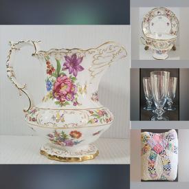 MaxSold Auction: This online auction includes Hammersley and other china, kitchenware, jewelry, clothing, accessories, crystalware, Moroccan candleholder, books, linens, Murano glassware, greeting cards and much more!