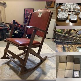 MaxSold Auction: This online auction includes furniture such as a table, antique chairs, table, folding rocking chair, antique dresser, Ikea dividers and others, rugs, Royal Albert china, clothing, accessories, jewelry, linens, seasonal decor, hockey equipment, baskets, vintage tabletop hockey game, Bombardier 4 wheeler, wood ladder, BBQ grill, clay pot and more!