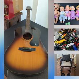 MaxSold Auction: This online auction includes toys such as Lego, Polly Pocket, Ganz stuffed animals, Zhu Zhu pets, K’Nex and others, books, mirrors, mobility aids, Tiffaniy styler lampshade, linens, acoustic guitar, kitchenware, Wet Gear sports rack, vintage games, child’s sewing machine, tapestries, linens, pottery, lawn roller, exerciser, puzzles, shoes, accessories, room dividers, furniture such as a marble coffee table, side tables, bedside table and much more!