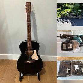 MaxSold Auction: This online auction includes a scroll saw, Makita saw and other power tools, hand tools, hardware, ladders, bicycles, Queen headboard, galvanized cans, guitar, outdoor light fixtures, pants, storage containers, Nintendo Game Cube, game, electronics, boat seats, Peavy amp and much more!