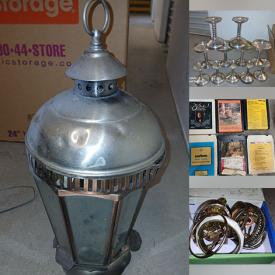 MaxSold Auction: This online auction includes EB Rogers silverplate coupes, books, toys, jewelry, accessories, electronics, lantern, decor, 8 tracks, wall art, bags, linens, craft supplies, pillow covers, shoes and more!