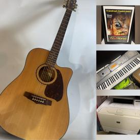 MaxSold Auction: This online auction includes a Sony Blu-Ray player and other electronics, Chatham side table, pet carriers, cat tent, lamps, mini organ, softball helmets, handheld games, linens, Yamaha electronic keyboard, guitars and other music instruments, shoes, clothing, table, Xbox 360 and more!