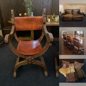 MaxSold Auction: This online auction includes furniture such as The Art Shoppe leather sofas and chair, solid oak table, hand carved chairs, antique couch and dining table, vinyl albums, sheepskin rugs, pottery, brassware, sports equipment, office supplies, glassware, kitchenware and more!