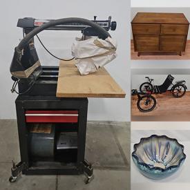 MaxSold Auction: This online auction includes unique handmade jewelry, TerraTrike, furniture such as oak cabinets, utility shelving units, handmade work tables, Craftsman power tools, suitcases, glassware, Pfaltzgraff china, Asian decor, antique music box, framed artwork, crystalware, shop vacs, and much more!