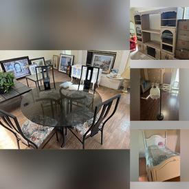 MaxSold Auction: This online auction features dining set, bar stools, silk plants, office supplies, DVDs, decorative platters, pet products, sewing machines, miniature collections, golf clubs, stereo components, table lamps, smoker, yard tools, and much more!