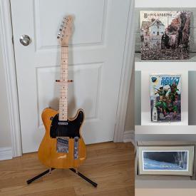 MaxSold Auction: This online auction includes Warhammer trading cards, DC comics, Squier Fender guitar, DVDs, tin signage, framed artwork, and more!