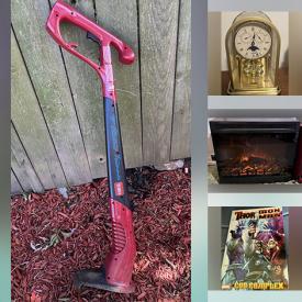 MaxSold Auction: This online auction features yard tools, mantle clocks, karaoke machine, wine rack Star Wars collectibles, NIB double glass drinkware, desk, oil lamp, Precious Moment figurine, collectible plate, vinyl records, printer, fireplace insert, and much, much, more!!!