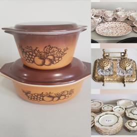 MaxSold Auction: This online auction features fabric, vintage Pyrex, vintage inkwell, Federal glass, vintage clothing, vintage milk glass, vintage tins, LOR action figures, teacup/saucer sets, and much, much, more!!!