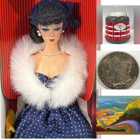 MaxSold Auction: This online auction features coins, art glass, art pottery, vintage Frankoma pottery, vinyl records, NIB collector Barbies, cast iron teapot, sports collectibles, vintage lunch box, vintage chocolate molds, Disney collectibles, vintage stoneware, vintage amber glass, and much, much, more!!!