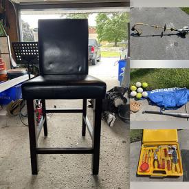 MaxSold Auction: This online auction includes Baseball supplies, Golf items, gardening supplies, yard tools, patio pillows, step ladder, tube lighting, power tools, hardware, iron, kitchen chairs, dog accessories, cat carrier, ATV, utility trailer and more!