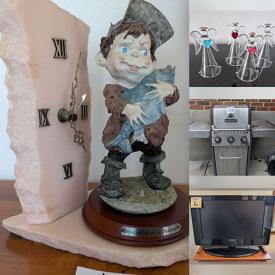 MaxSold Auction: This online auction features TV, espresso set, stein, teacup/saucer sets, Precious Moments figurines, art glass, decorative wall plates, area rugs, desks, BBQ grill, and much, much, more!!!