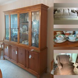 MaxSold Auction: This online auction includes furniture such as bedframes, chairs, Kroehler dresser, desk, bench, nesting table set and others, brassware, lamps, baskets, glassware, Royal Adderley and other china, decor and more!