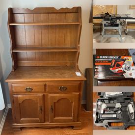 MaxSold Auction: This online auction features air pump, power tools, golf accessories, hutch, coffee table, mirror, and much more!!