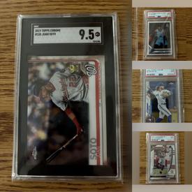 MaxSold Auction: This online auction features sports trading cards such as rookies, superstars, short prints, numbered, Legends, patch memorabilia, stickers, and movie cards, comics cards,  Toronto Blue Jay collectibles, puzzles, and much, much, more!!!