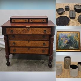 MaxSold Auction: This online auction features yard tools, TV, antique furniture, stoneware crocks, teacup/saucer sets, art pottery, power & hand tools, small kitchen appliances, sewing machine, copper molds, fishing gear, novelty teapots, Royal Copenhagen plates, wine rack, and much more!