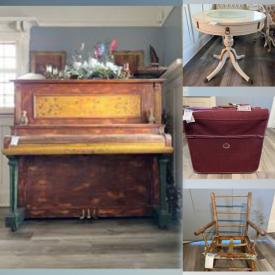 MaxSold Auction: This online auction features vintage upright piano, Louis XV tufted sofa & chair, stereo equipment, vintage typewriters, African drum, electric wood fireplace, wrought iron patio furniture, new condiment bottles, electric patient lift, commercial dishware, restaurant cooking supplies, nutcracker statues, and much more!!!