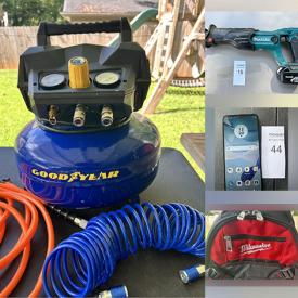 MaxSold Auction: This online auction features power & hand tools, sports camera, solar light, fitness gear, watches, air compressor, yard tools, camping gear, heaters, moving blankets, sports jerseys, Pokemon cards, jewelry, ring light, and much more!