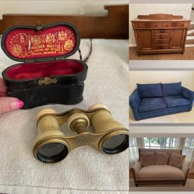 MaxSold Auction: This online auction includes chairs, a sewing machine in cabinet, computer desk, spinning wheel, glassware, Dresden figures, Limoges and other china, opera glasses, kitchenware, electronics, small kitchen appliances, kitchenware and more!