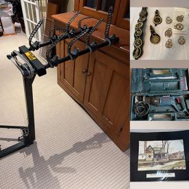 MaxSold Auction: This online auction includes a Thule bike carrier, garden tools, ski boots, folding chairs, storage boxes, lamps, Burslem china, train set, Depression glass, clothing, jewelry, accessories, seasonal decor, DVDs, Panasonic digital camera, fans and more!