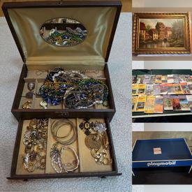 MaxSold Auction: This online auction includes a desk, armoire, outdoor chairs, MCM desk chair, dresser and other furniture, electronics, toys, board games, wall art, books, baskets, seasonal decor, costumes, kitchenware, clothing, accessories, silverplated items, Goebel figure and more!