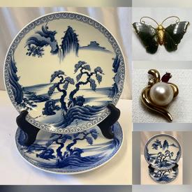 MaxSold Auction: This online auction includes vintage stoneware, Japanese pottery, Lenox decor, Waterford crystalware, jewelry such as pearl and 14k gold pendant, vintage brooches, sterling silver, watches and more!