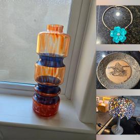 MaxSold Auction: This online auction features art glass, Brody pottery, sun catchers, costume jewellery, decanter, antique buttons, vintage snowglobes, oil lamps, stained glass lamp, Wii video console & accessories, comics, Majolica vase, and much, much, more!!!