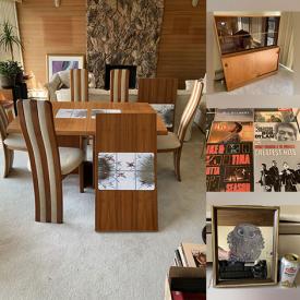 MaxSold Auction: This online auction features teak furniture, brass headboard, vinyl records, desk, barstools, leather couch, vintage nook, TV, yarn, games, puzzles, safe, art pottery, small kitchen appliances, oil lamps, and much, much, more!!!